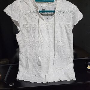 Design History White Eyelet Blouse